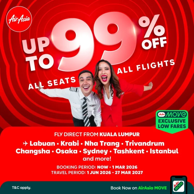 AirAsia brings on its greatest sale this week with as much as 99% off on flights
